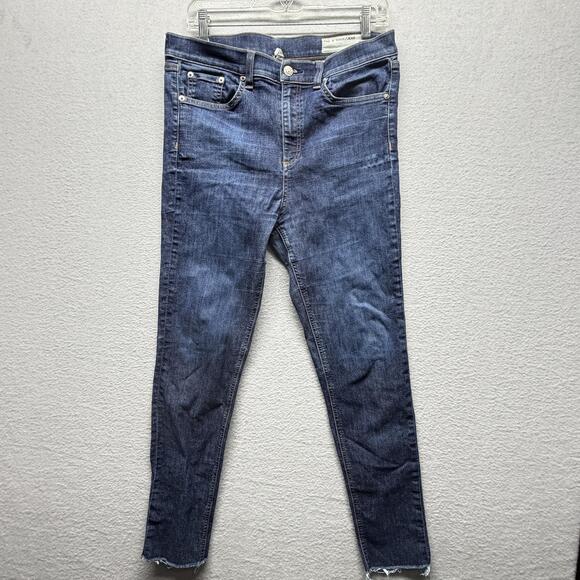 rag & bone Denim - Rag & Bone JEAN Jeans Womens 31 Blue 10 Inch Ankle Skinny Mid Rise Raw Hem USA